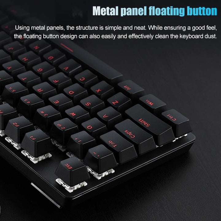 Lisslune | Rapoo V500 87-Key Alloy Edition Desktop Laptop Computer Gaming Esports Office Home Typing Metal Wired Mechanical Keyboard without Backlight, (Black Shaft)