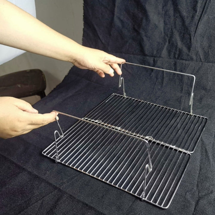 Lisslune | Portable Grill Camping Stainless Steel Folding Grill Wood Charcoal Grill