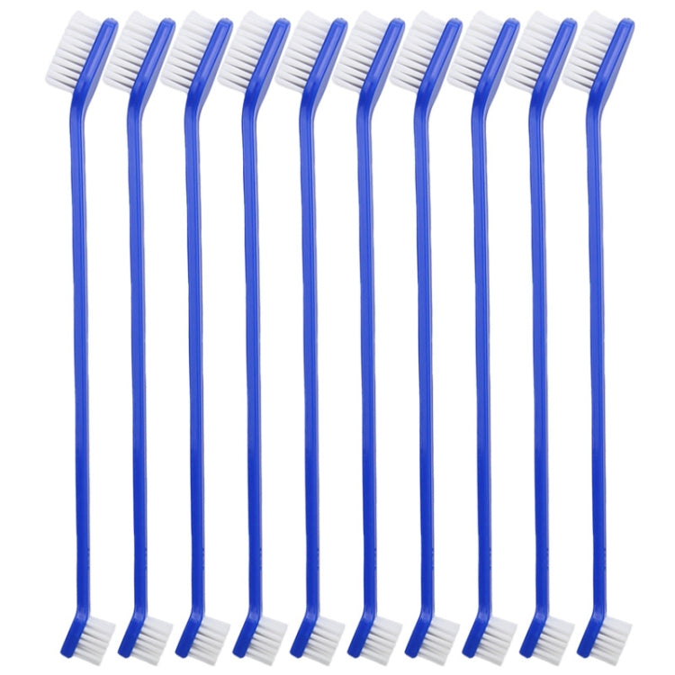 10 pieces dog cat effective pet oral care pet toothbrush, specification: blue handle + medium bristles (blue)