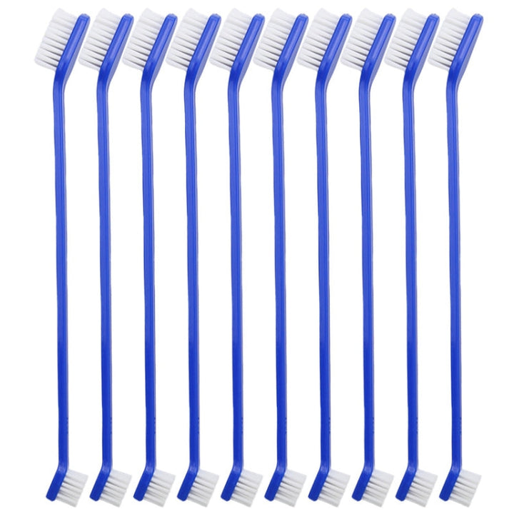 10 pieces dog cat effective pet oral care pet toothbrush, specification: blue handle + medium bristles (blue)