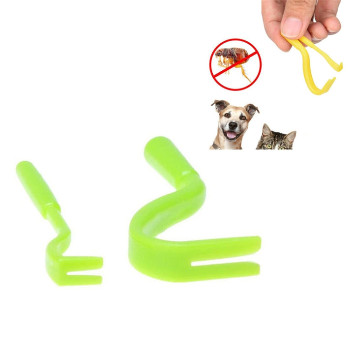 2 PCS Pet Catcher Flea Clipper Animal Deworming Pull Hard Tick Remover Cat and Dog Lice Collection Flea Hooks (Green)