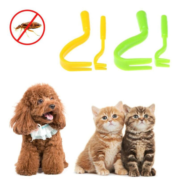 2 PCS Pet Catcher Flea Clipper Animal Deworming Pull Hard Tick Remover Cat and Dog Lice Collection Flea Hooks (Green)
