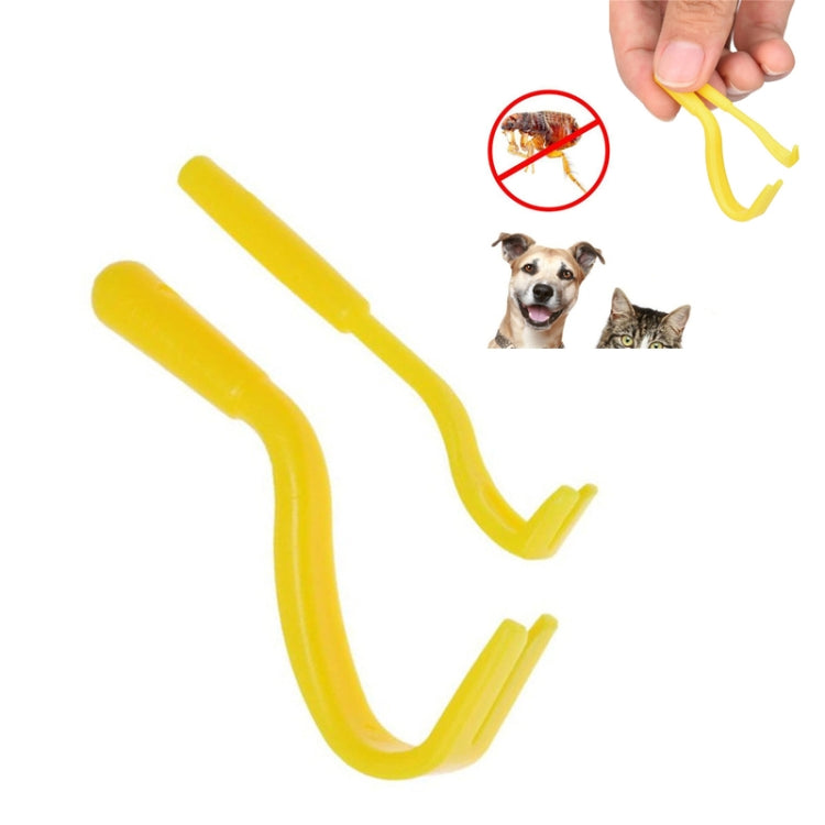 2 PCS Pet Catcher Flea Comb Pet Deworming Pull Hard Tick Extractor Cats and Dogs Lice Scoop Flea Hook (Yellow)