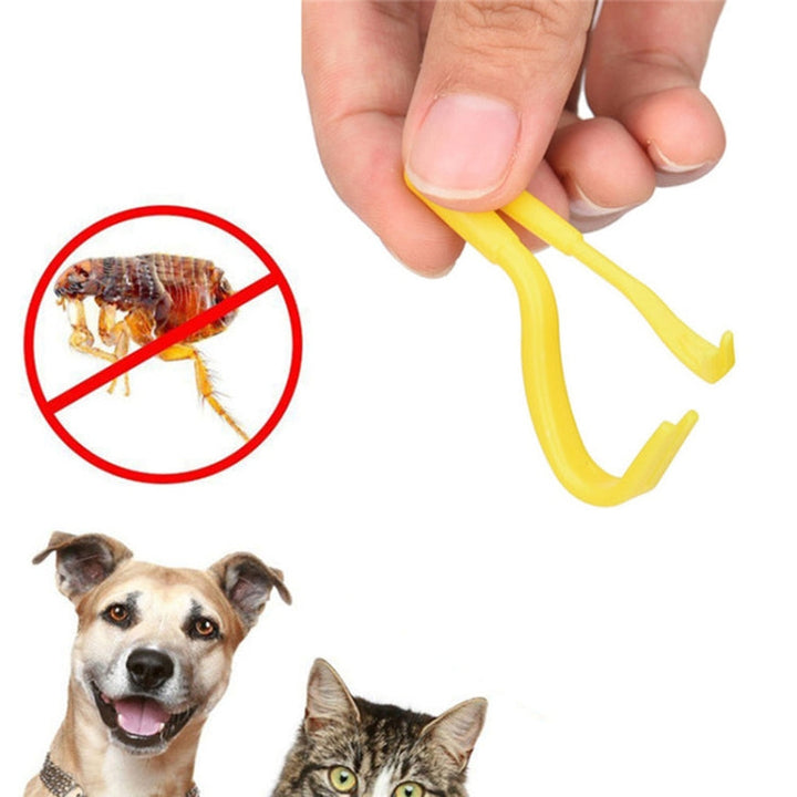 2 PCS Pet Catcher Flea Cutter Pet Deworming Pull Hard Tick Extractor Cats and Dogs Lice Predator Flea Hook (Blue)