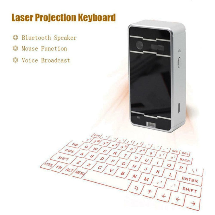 Lisslune | JHP-Best Portable Virtual Laser Keyboard Mouse Wireless Bluetooth Laser Projection Speaker (White)