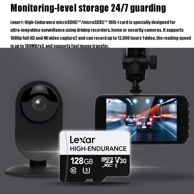 Lisslune | Lexar MicroSDHC 128GB High Performance Dashcam Video Surveillance Camera TF Memory Card Video Card