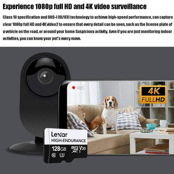 Lisslune | Lexar MicroSDHC 128GB High Performance Dashcam Video Surveillance Camera TF Memory Card Video Card