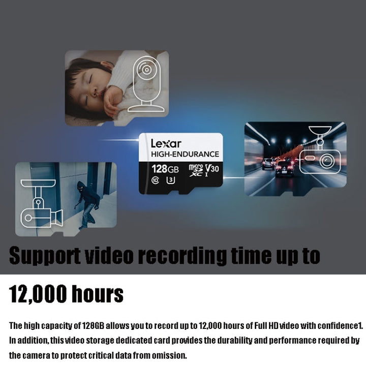 Lisslune | Lexar MicroSDHC 128GB High Performance Dashcam Video Surveillance Camera TF Memory Card Video Card