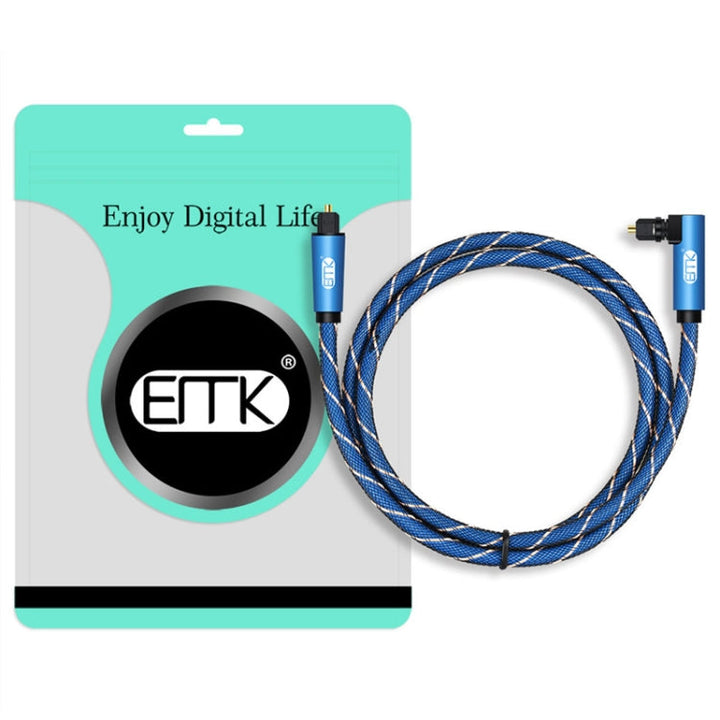 Lisslune | EMK 90 degree swivel adjustable Right Angle 360 degree rotatable plug nylon woven mesh optical audio cable, cable length: 25m (Blue)