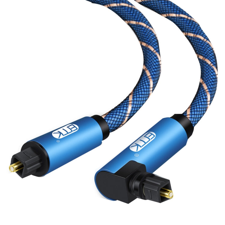 Lisslune | EMK 90 degree swivel adjustable right angle 360 degree rotatable plug nylon braided mesh optical audio cable, cable length: 30m (Blue)