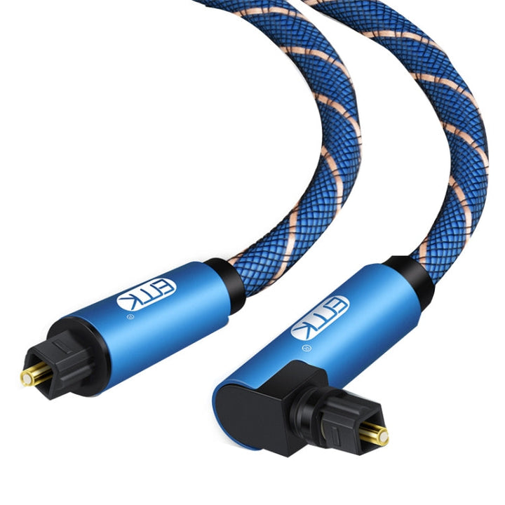 Lisslune | EMK 90 degree swivel adjustable right angle 360 degree rotatable plug nylon braided mesh optical audio cable, cable length: 30m (Blue)