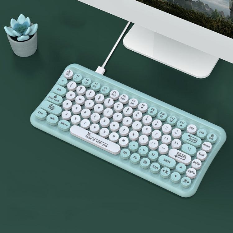 Lisslune | LANGTU LT700 85 Keys Wired Film Silent Punk Keyboard, Cable Length: 1.5m (Mint Green)
