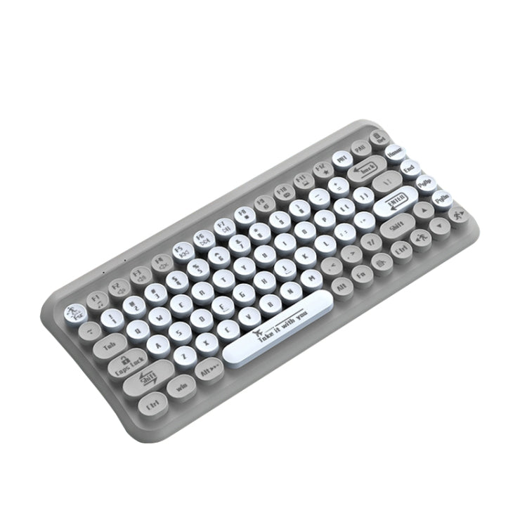 Lisslune | LANGTU LT700 85 Key Wired Film Silent Punk Keyboard, Cable Length: 1.5 m (Milk Tea Grey)