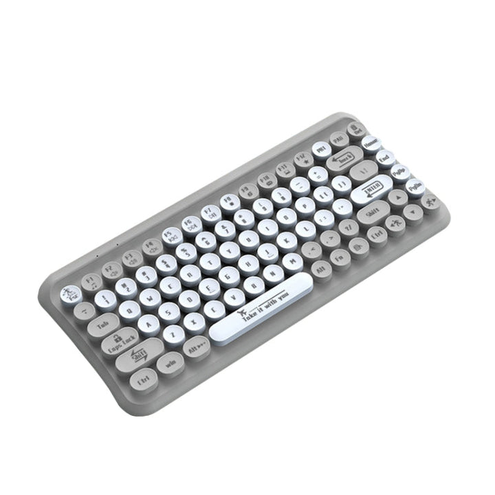 Lisslune | LANGTU LT700 85 Key Wired Film Silent Punk Keyboard, Cable Length: 1.5 m (Milk Tea Grey)