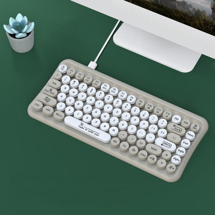Lisslune | LANGTU LT700 85 Key Wired Film Silent Punk Keyboard, Cable Length: 1.5 m (Milk Tea Grey)
