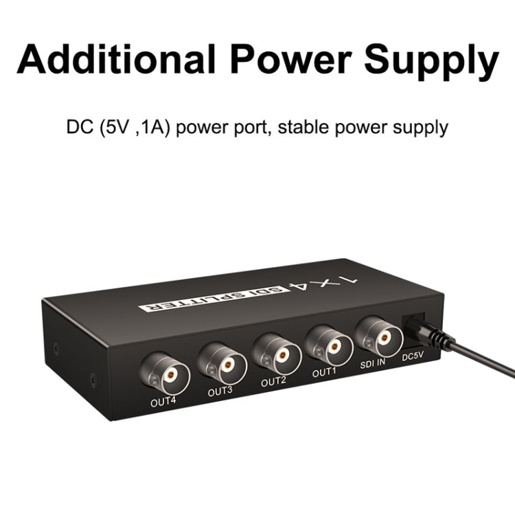 Lisslune | 1 In 4 Out SD-SDI / HD-SDI / 3G-SDI Distribution Amplifier Video SDI Splitter (US Plug)