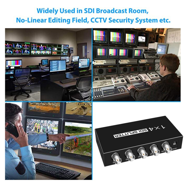 Lisslune | 1 In 4 Out SD-SDI / HD-SDI / 3G-SDI Distribution Amplifier Video SDI Splitter (US Plug)