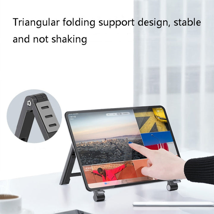 Lisslune | Oatsbasf 03040 Metal Mini Notebook Stand Aluminum Alloy Computer Cooling Folding Holder (Silver)
