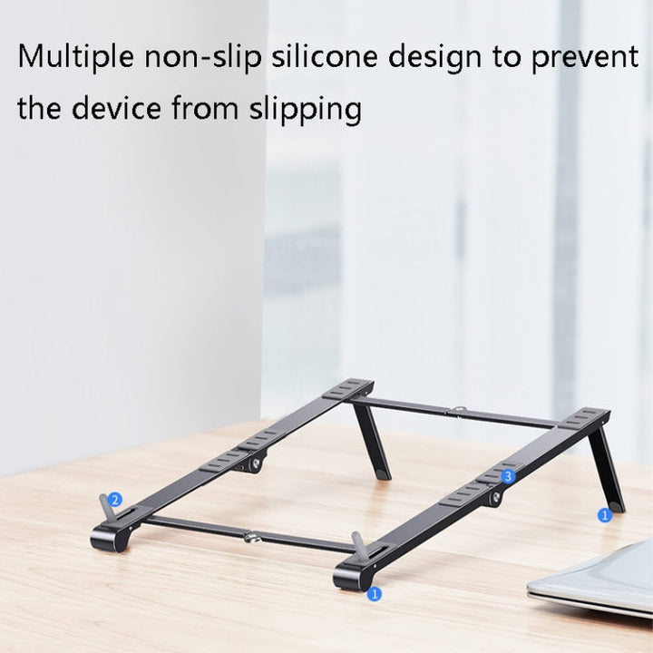 Lisslune | Oatsbasf 03040 Metal Mini Notebook Stand Aluminum Alloy Computer Cooling Folding Holder (Gray)