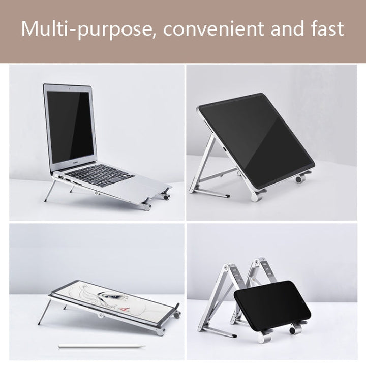 Lisslune | Oatsbasf 03040 Metal Mini Notebook Stand Aluminum Alloy Computer Cooling Folding Holder (Gray)