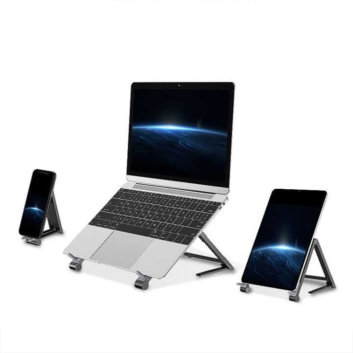 Lisslune | Oatsbasf 03040 Metal Mini Notebook Stand Aluminum Alloy Computer Cooling Folding Holder (Silver)