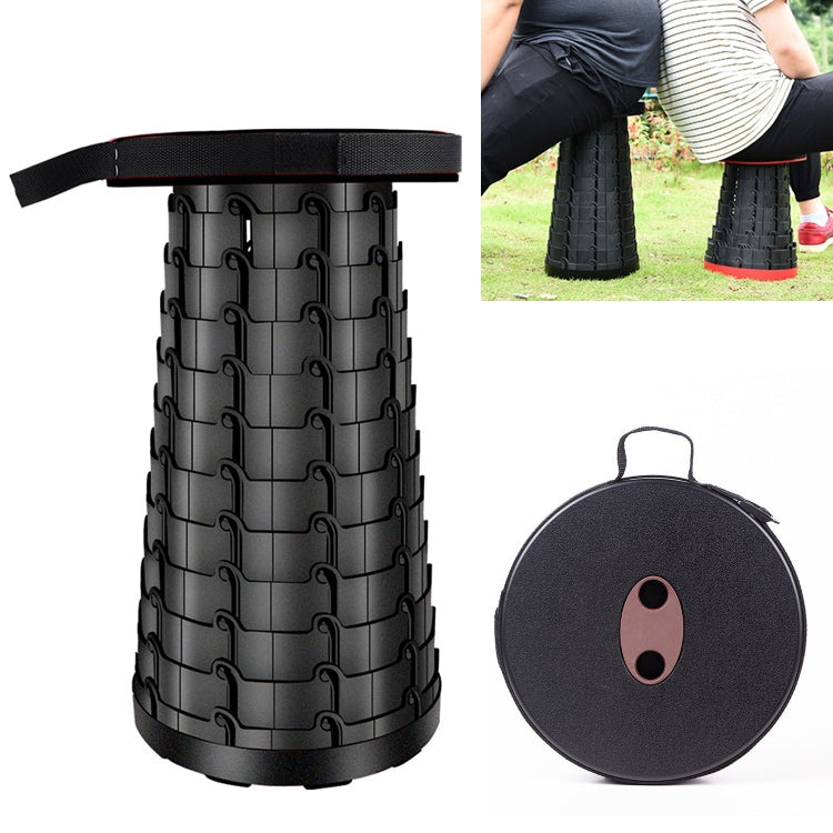 Lisslune | Outdoor Portable Folding Telescopic Plastic Stool Camping Fishing Garden Stool (Black)