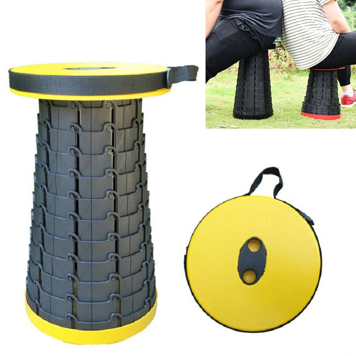 Lisslune | Outdoor Portable Collapsible Telescopic Plastic Stool Camping Fishing Garden Stool (Yellow)