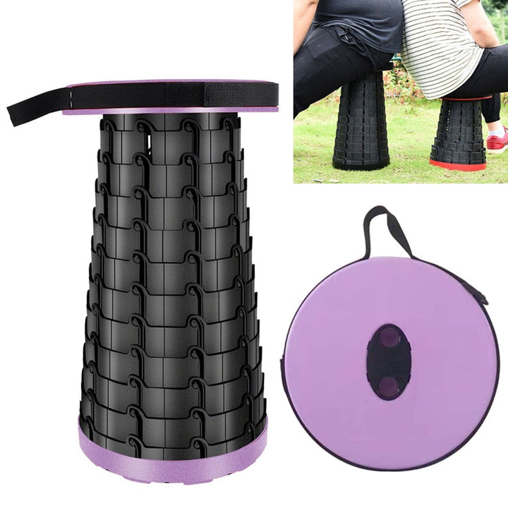 Lisslune | Outdoor Portable Folding Telescopic Plastic Stool Camping Fishing Garden Stool (Purple)