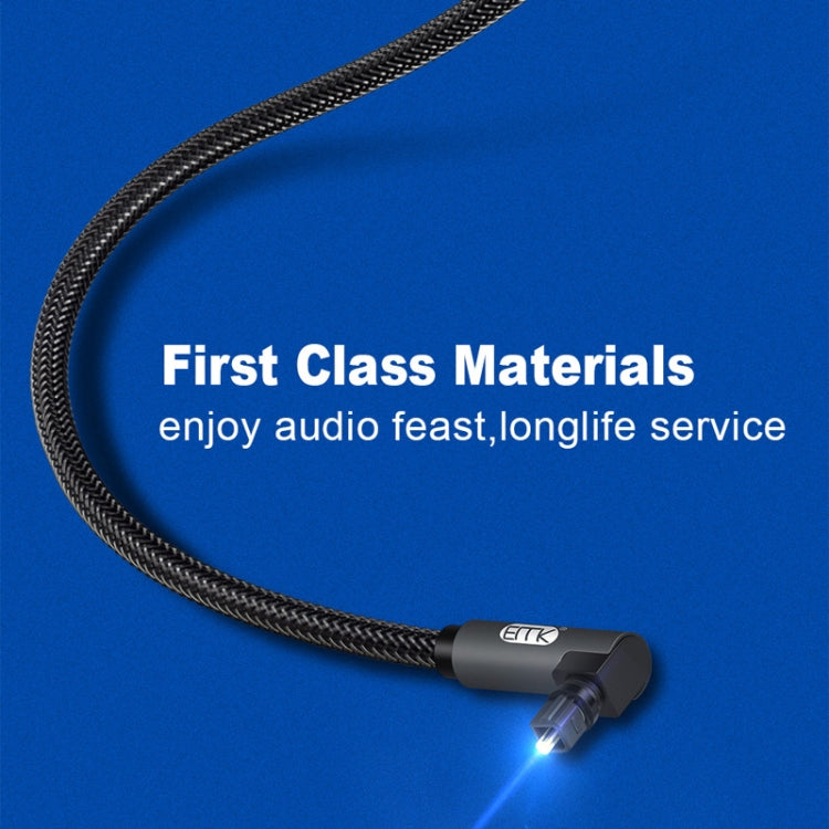 Lisslune | EMK 90-Degree Swivel Adjustable Right-Angle 360-Degree Rotatable Plug Nylon Woven Mesh Optical Audio Cable, Cable Length: 30m (Black)