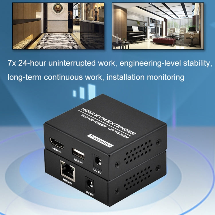 Lisslune | FJGEAR FJ-HKV50 HDMI+USB to KVM 1080P IP 50M Extender, Plug type: US plug