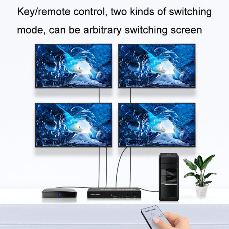 Lisslune | FJGEAR FJ-4K204 2 In 4 Out HD 4K Audio HDMI Switch Distributor, Plug type: EU plug