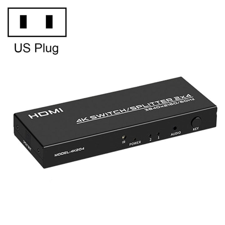 Lisslune | FJGEAR FJ-4K204 2 In 4 Out HD 4K Audio HDMI Switch Distributor, Plug Type: US Plug