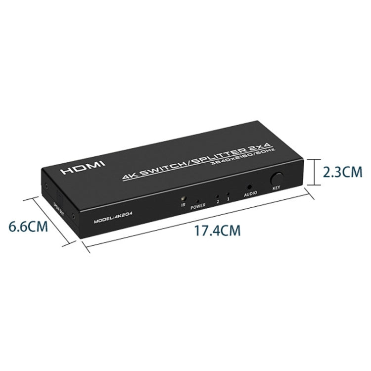 Lisslune | FJGEAR FJ-4K204 2 In 4 Out HD 4K Audio HDMI Switch Distributor, Plug Type: US Plug