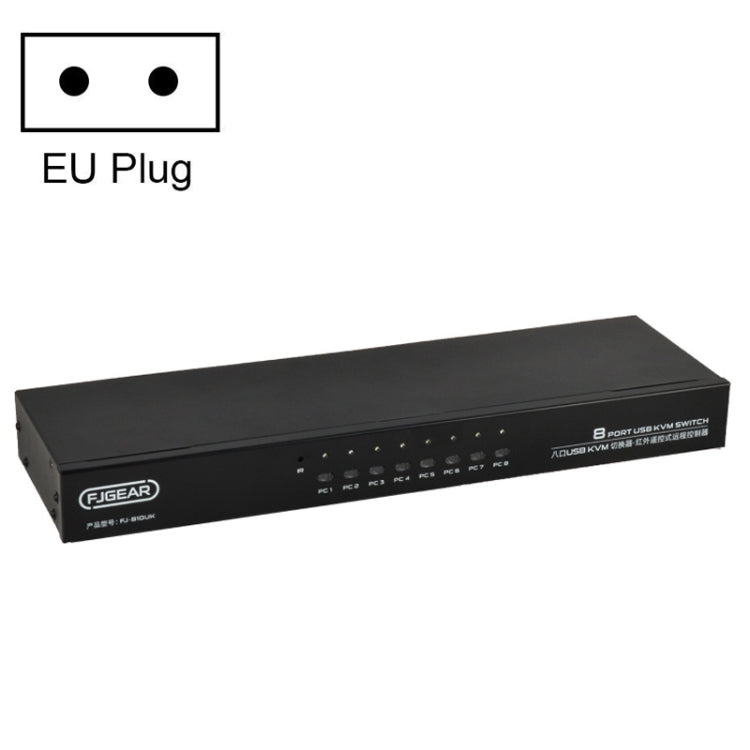 Lisslune | FJGEAR FJ-810UK 8 In 1 Out USB KVM Switcher With Desktop Switch, Plug Type: EU Plug (Black)