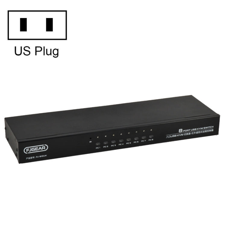 Lisslune | FJGEAR FJ-810UK 8 In 1 Out USB KVM Switcher With Desktop Switch, Plug Type: US Plug (Black)