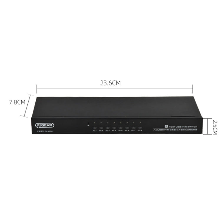 Lisslune | FJGEAR FJ-810UK 8 In 1 Out USB KVM Switcher With Desktop Switch, Plug Type: US Plug (Black)