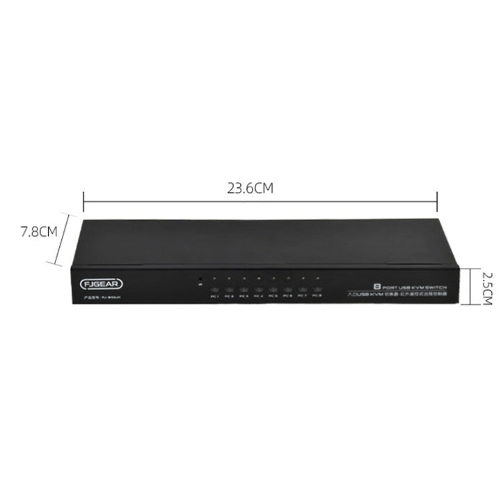 Lisslune | FJGEAR FJ-810UK 8 In 1 Out USB KVM Switcher With Desktop Switch, Plug Type: US Plug (Black)