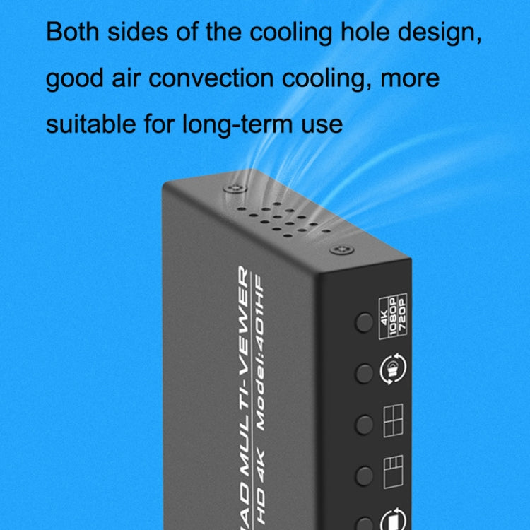 Lisslune | FJGEAR FJ-401HF 4 In 1 Out 4K HDMI Splitter Supports Four Screen Segmentation, Plug Type: US Plug (Black)