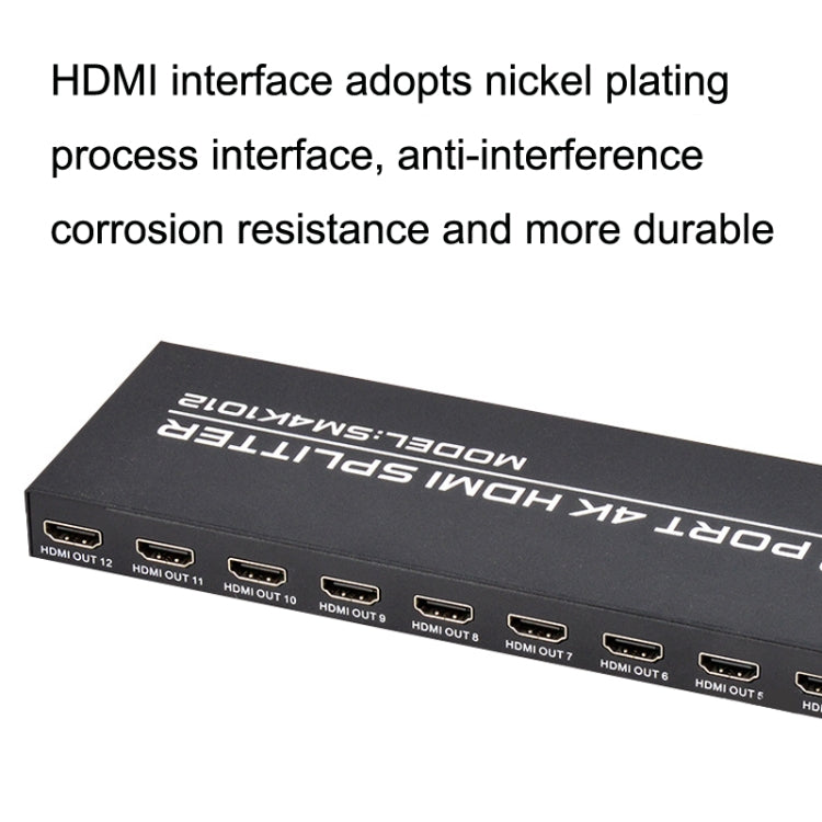 Lisslune | FJGEAR FJ-SM1012 1 In 12 Out 30HZ HDMI 4K HD Audio and Video Splitter, Plug Type: US Plug