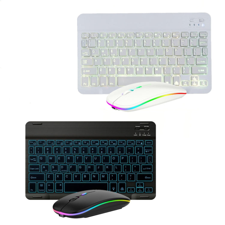 Lisslune | 10 Inch RGB Color Background Lighting Bluetooth Keyboard and Mouse Set for Mobile Phone / Tablet (White)