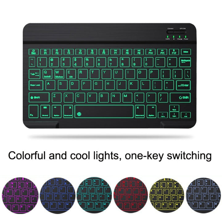 Lisslune | 10 Inch RGB Color Background Lighting Bluetooth Keyboard and Mouse Set for Mobile Phone / Tablet (White)