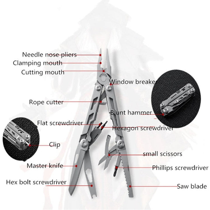 Lisslune | 14 in 1 Multifunctional Pliers Folding Combination EDC Gadget Camping Survival Equipment Universal Tool Pliers