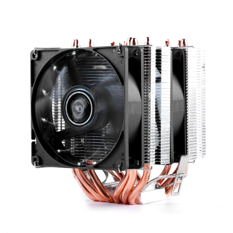 Lisslune | Desktop Computer 6 Copper Pipe CPU Cooler Super Quiet Without Light 3-Pin Dual Fan