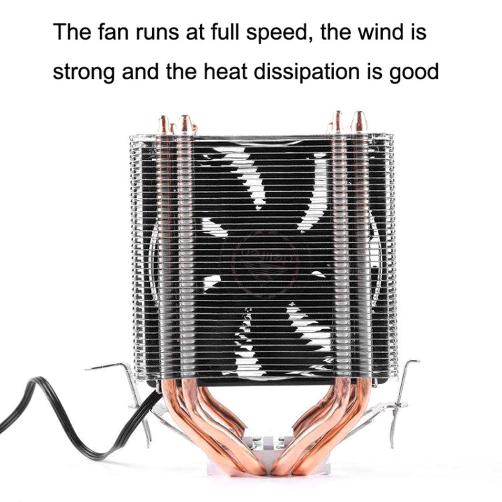 Lisslune | Desktop Computer 6 Copper Tube CPU Cooler Super Quiet Blue Light 3-Pin Dual Fan