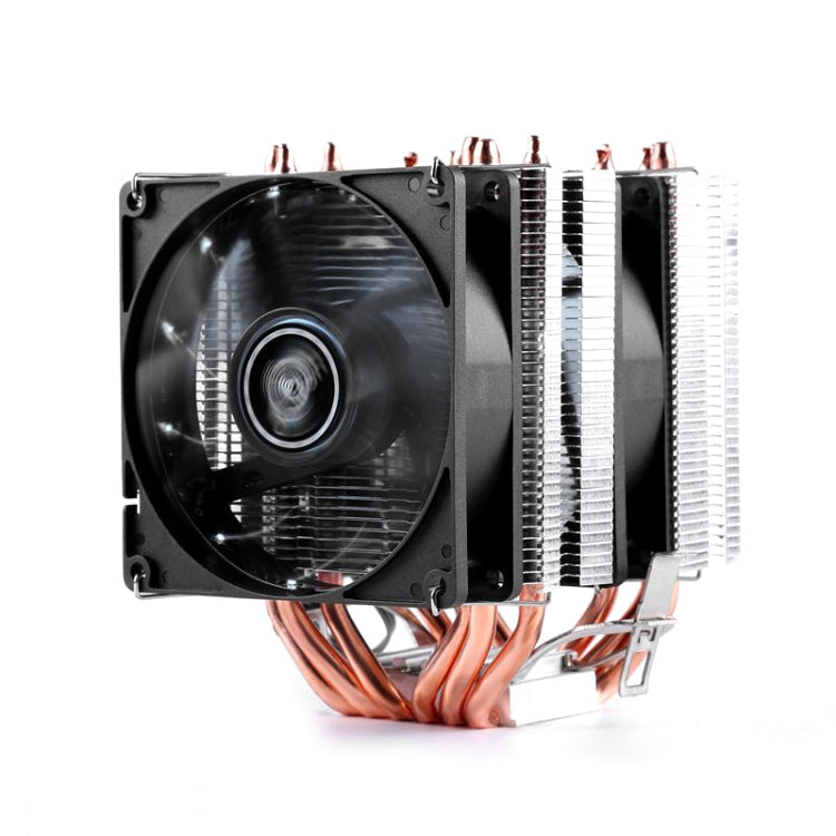 Lisslune | Desktop Computer 6 Copper Pipe CPU Cooler Super Quiet PWM Dual Fan