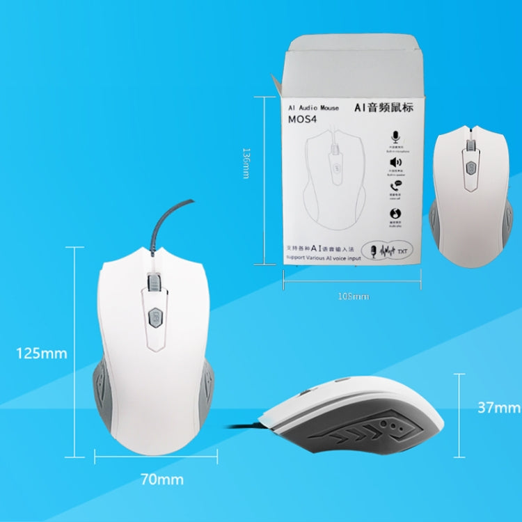 Lisslune | Pcsensor MOS4 4 Button 2400DPI Gaming Intelligent Voice Control Input Mouse, Cable Length: 1.5m(Sound)
