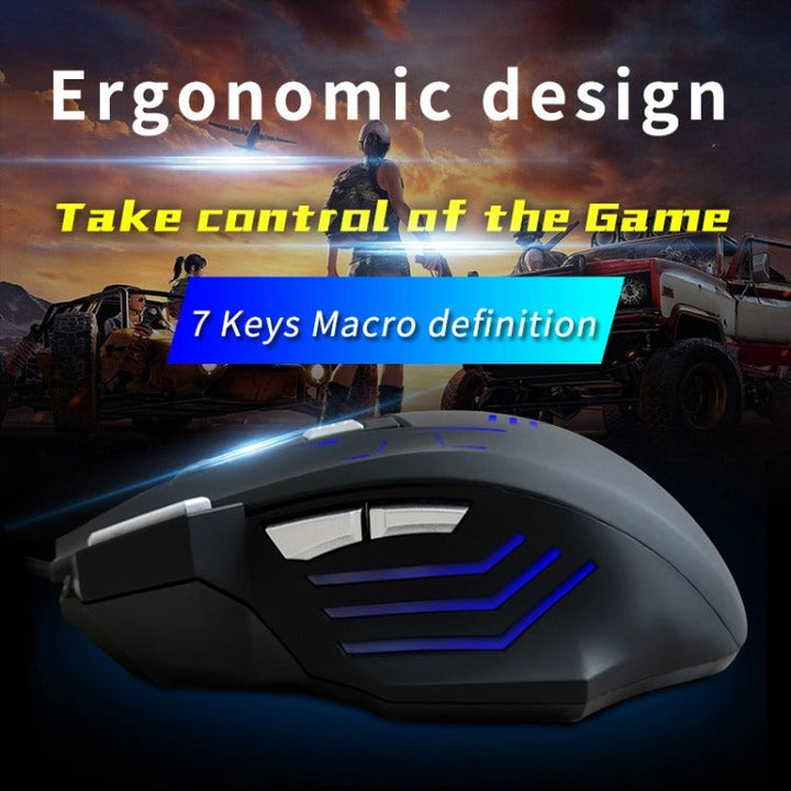 Lisslune | MOS7 7 Keys One-Click Combination Custom Key Combinations Gaming Mice, Cable Length: 2m (Black)