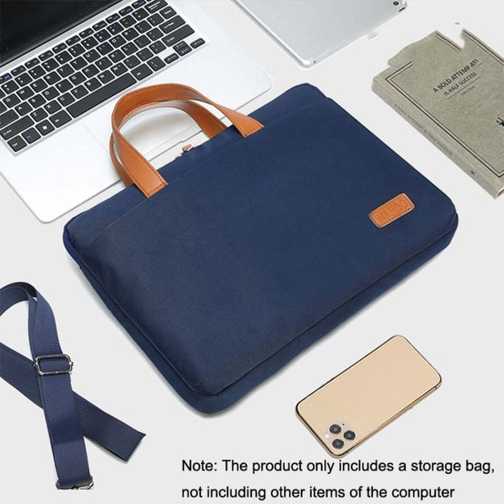Lisslune | For MacBook 15.6-16.1 inches MAHOO 10188 Ultra-Thin Handheld Computer Bag Messenger Laptop Bag, Color: Dark Blue+Black PU Power Bag