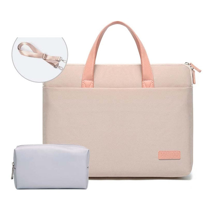 Lisslune | For MacBook 15.6-16.1 inches MAHOO 10188 Ultra-thin Hand computer bag Messenger Laptop bag, Color: Khaki+Gray PU Power bag