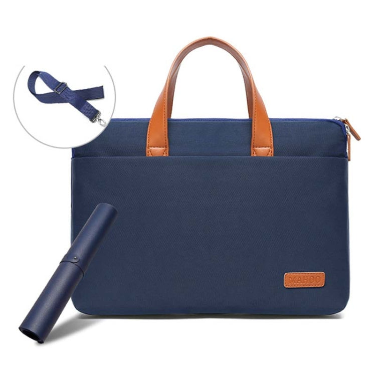 Lisslune | For MacBook 15.6-16.1 Inch MAHOO 10188 Ultra-Thin Handheld Computer Bag Messenger Laptop Bag, Color: Dark Blue+Black Mousepad